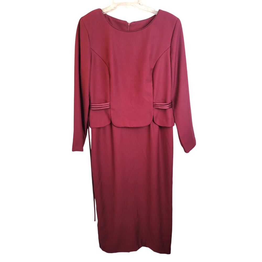 VTG Leslie Belle Burgundy Long‎ Sleeve Business Formal Casual Dress Size 12